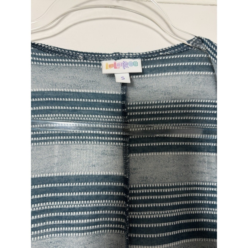 NWT LuLaRoe Lindsay Kimono Cardigan Small Blue Lace Open Front High Low Boho - Picture 4 of 6